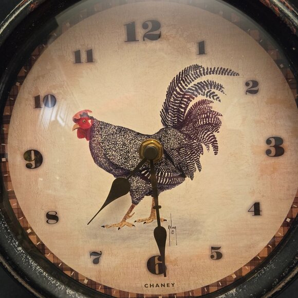 CHANEY METAL ROOSTER WALL CLOCK - Picture 2 of 6